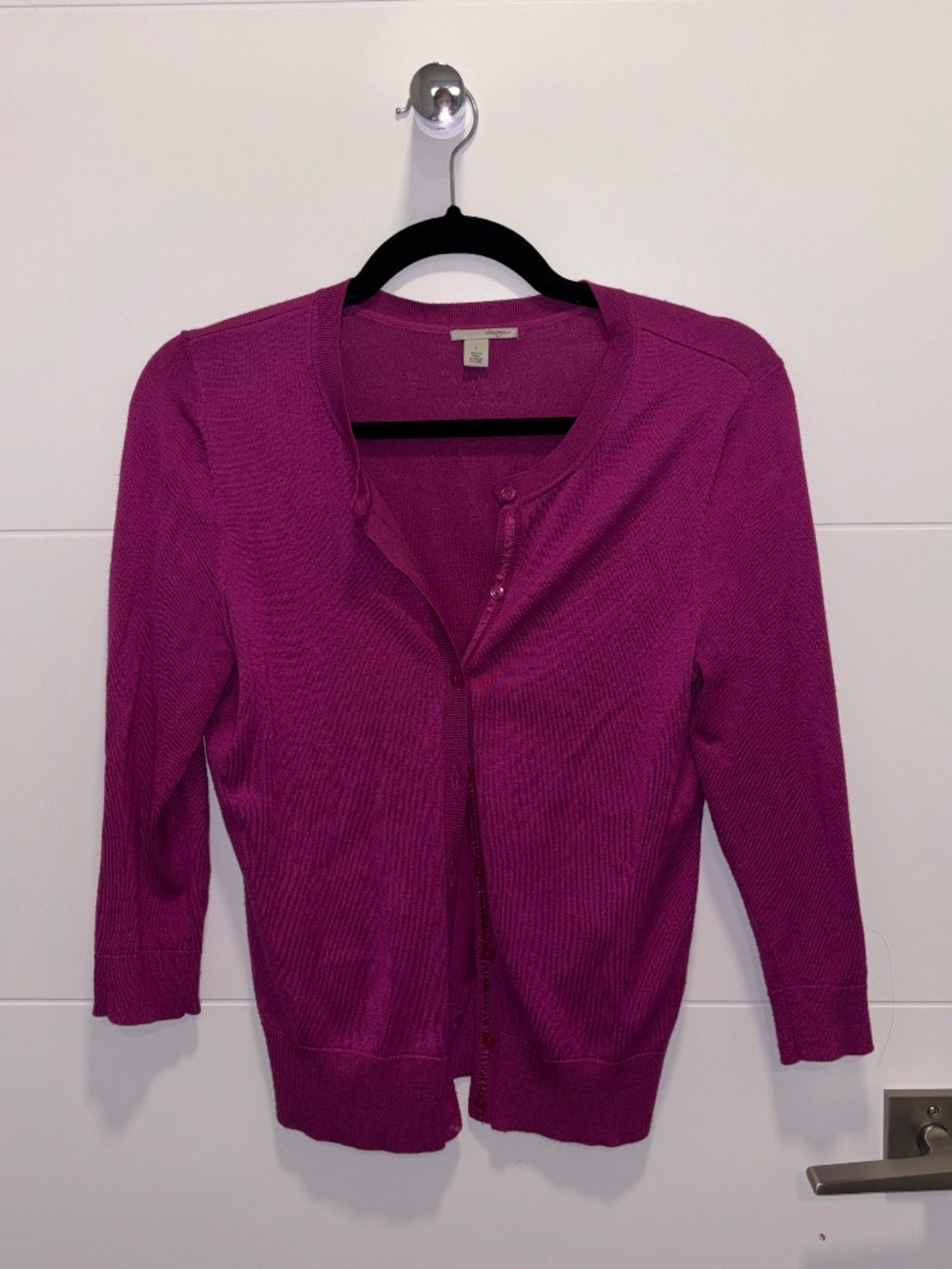 Halogen Magenta Purple 3/4 Sleeve Button Front Cardigan Size S